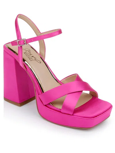Jewel Badgley Mischka Rainbow Womens Satin Platform Sandals In Pink
