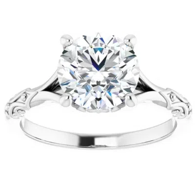 Pompeii3 3ct Moissanite Vintage Engagement Solitaire Ring 14k White Yellow Or Rose Gold In Silver