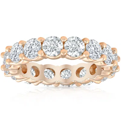 Pompeii3 4ct Diamond Eternity Wedding Ring Lab Grown Diamond 14k Rose Gold In Silver
