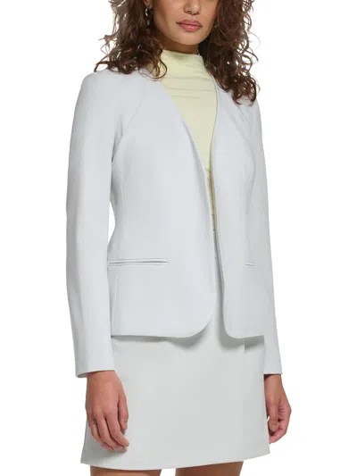 Calvin Klein Petites Womens Open Front Suit Separate Collarless Blazer In Grey