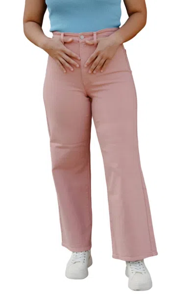 Jbd Welt Pocket Wide Leg Jeans In Poppy In Pink