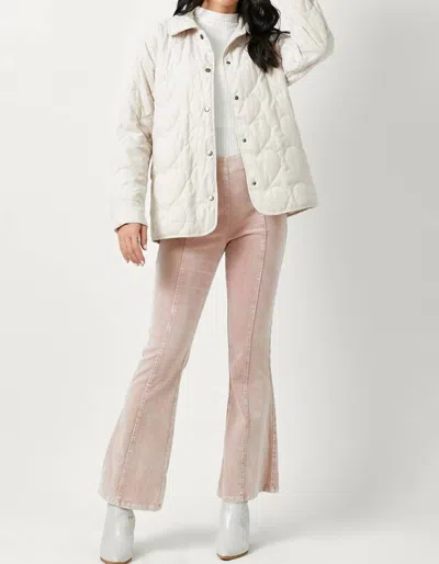 Mystree Quilted Heart Padded Jacket In Almond In White
