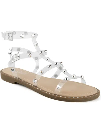Sugar Bayridge Womens Studded Man Made Strappy Sandals In White