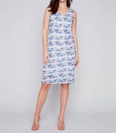 Charlie B Sleeveless Printed Dress In Abstract In Blue