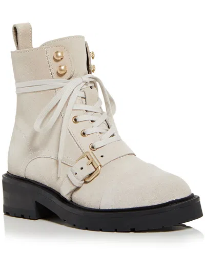 Allsaints Donita Womens Leather Suede Ankle Boots In White