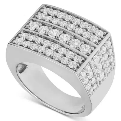 Pompeii3 3 1/4 Ct Diamond Men's Multi-cluster Wide Ring In White Gold In Silver