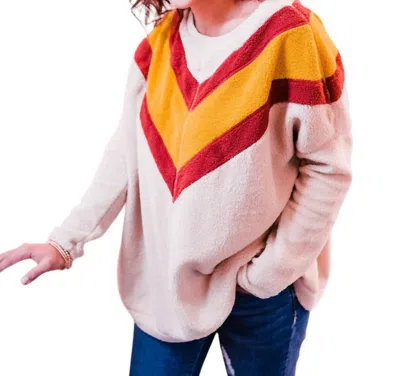 Entro Catching A Flight Sherpa Sweater In Colorblock In Pink