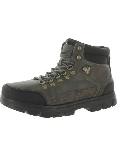 Nautica Kolby Mens Faux Leather Hiking Boots In Grey