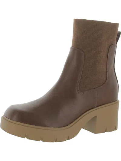 Sun + Stone Verityy Womens Faux Leather Ankle Boots In Brown