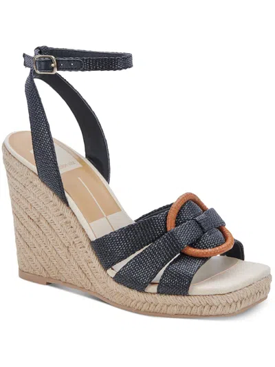 Dolce Vita Bhfo Womens Adjustable Faux Leather Wedge Sandals In Grey