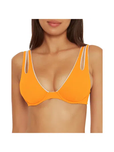 Becca By Rebecca Virtue Womens Lined Nylon Bikini Swim Top In Orange