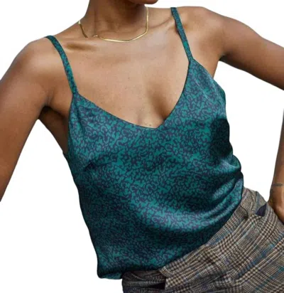 Self Contrast Molly Camisole In Teal Print In Blue