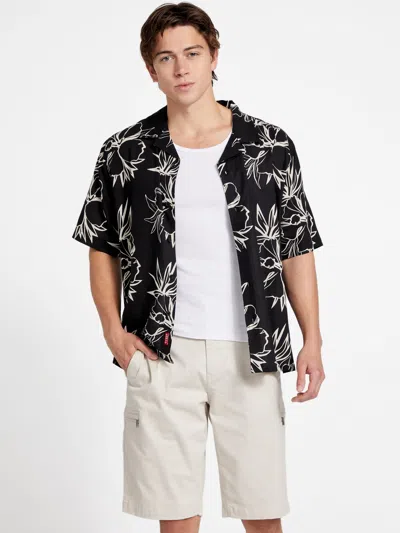 Guess Factory Eco Andie Floral Linen Shirt In Black