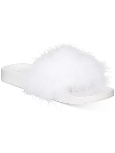 Inc Womens Turkey Feathers Feathers Slide Sandals In White