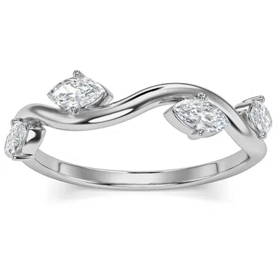 Pompeii3 1/2ct Marquise Diamond Wedding Vine Stackable Ring In White Yellow Or Rose Gold In Silver