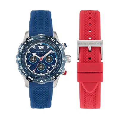 Nautica Mens Nst Silicone Quartz Analog Watch In Blue