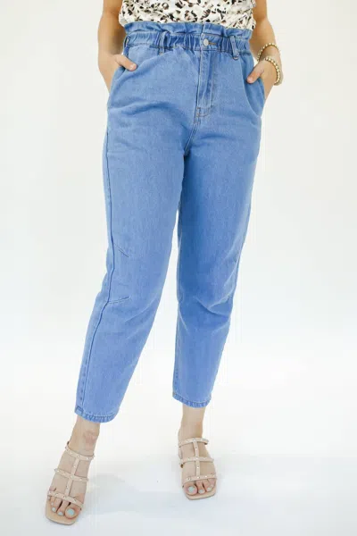 Entro The Dani Elastic Waist Jeans In Medium Wash In Blue