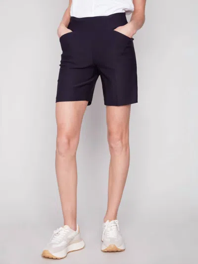 Charlie B Smooth Stretch Shorts In Navy In Black