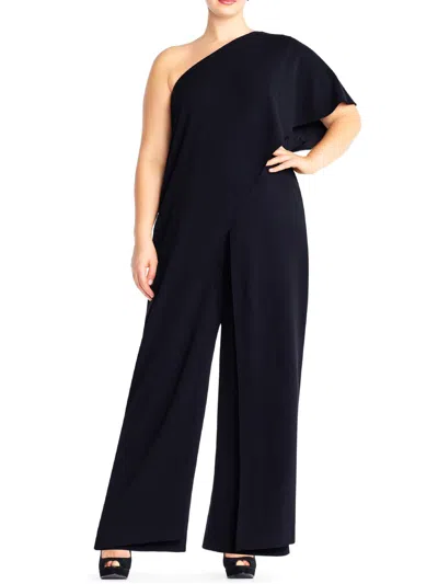 Adrianna Papell Womens Drapey Knit Jumpsuit In Black