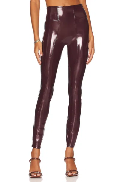 Spanx Faux Patent Leather Leggings In Ruby In Brown