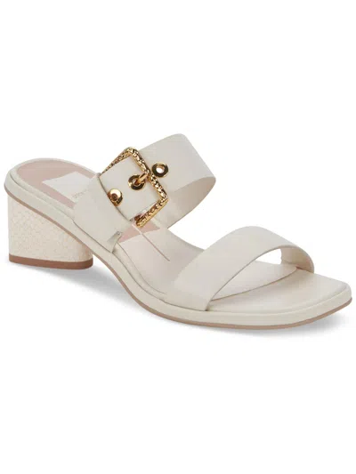 Dolce Vita Riva Womens Buckle Leather Strappy Sandals In White