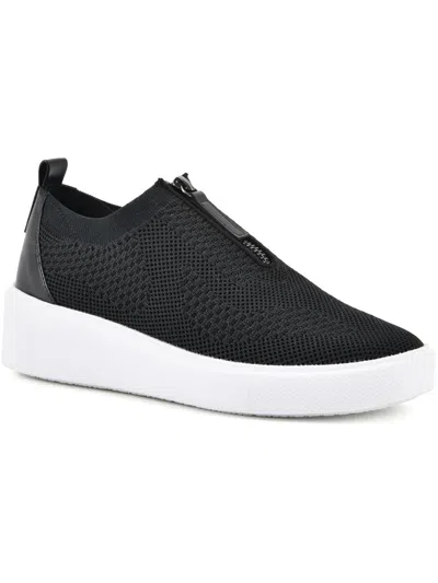White Mountain Dacey Womens Zipper Knit Casual And Fashion Sneakers In Black