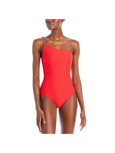 Shoshanna Womens Ribbed Polyester One-piece Swimsuit In Red