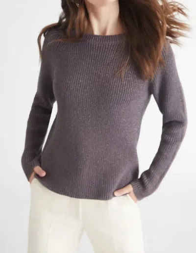 525 America Jane Metallic Creweneck Sweater In Charcoal In Pink