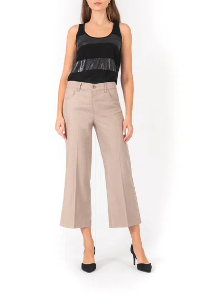 Level 99 Anabelle 5 Pocket Wideleg Pant In Safari In Multi