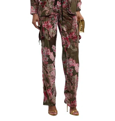 Le Superbe Evening Cargo Pant In Guilded Garden In Pink