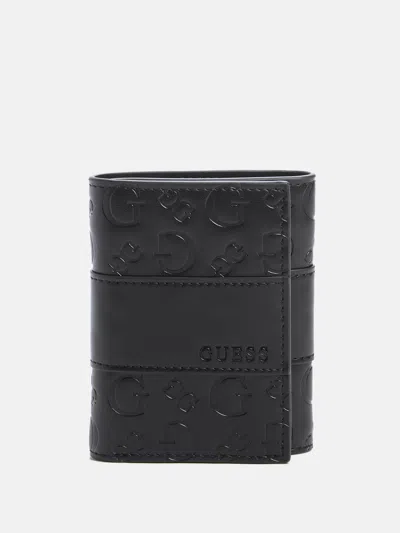Guess Factory Debossed Logo Trifold Wallet In Black