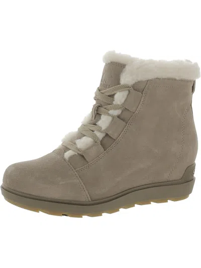 Sorel Womens Suede Winter & Snow Boots In Beige