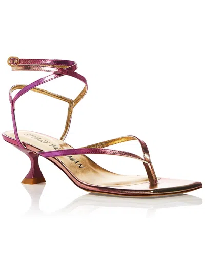 Stuart Weitzman Cabo Square Sandal Womens Padded Insole Leather Ankle Strap In Purple