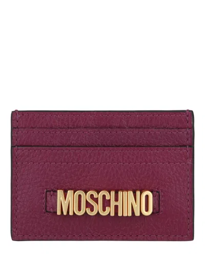 Moschino Belt Logo Leather Card Holder In Red