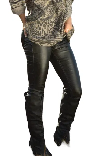 Ambiente Faux Leather Skinny Pants In Black In Gold