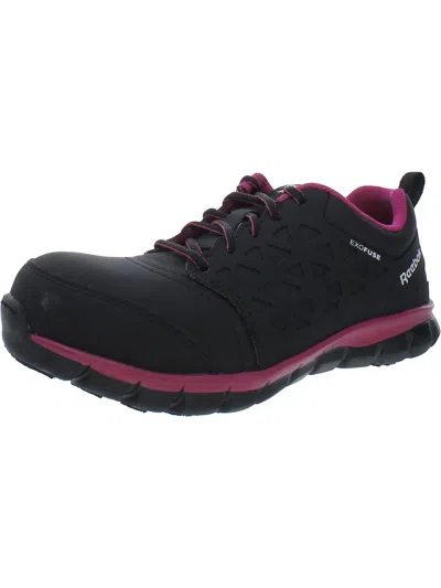 Reebok Sublite Cushion Womens Faux Leather Composite Toe Work & Safety Shoes In Purple