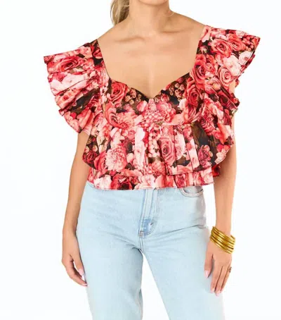 Buddylove Madeline Ruffle Top In Autumn Rise In Pink