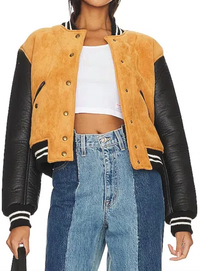 Blanknyc Bomber Leather Jacket In Booksmart In Yellow