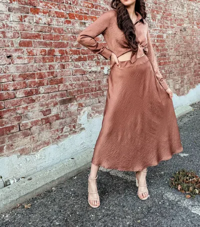 Dress Forum Cutout Shirt Midi Dress In Toasted Almond In Brown