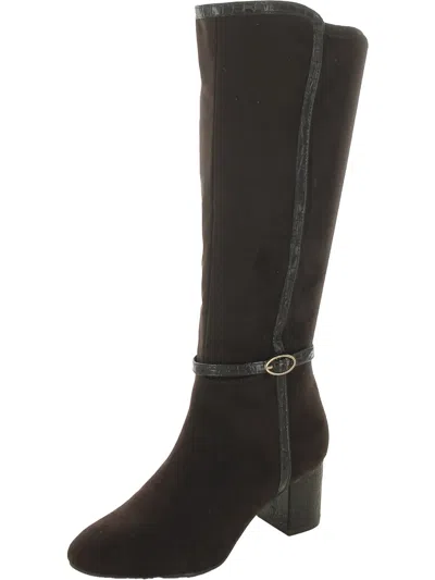 Karen Scott Isaleef Womens Zipper Faux Suede Knee-high Boots In Black