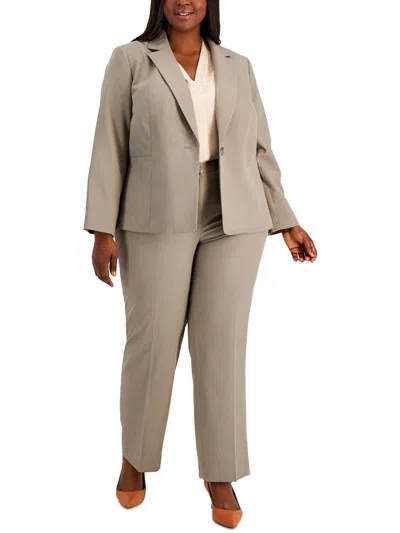 Le Suit Plus Womens 2pc Work Wear Pant Suit In Beige