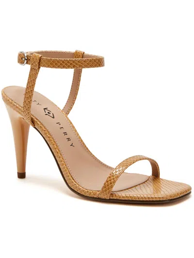 Katy Perry The Vivvian Sandal Womens Faux Leather Square Toe Heels In Brown
