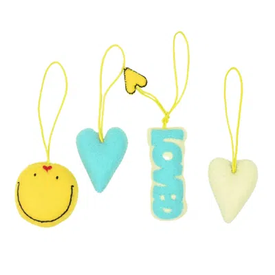 Kerri Rosenthal Good Love Ornaments Set In Multi In Yellow