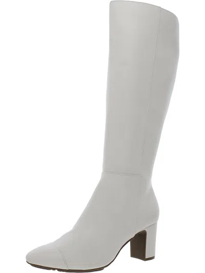 Anne Klein Aksawyer Womens Manmade Faux Leather Thigh-high Boots In White