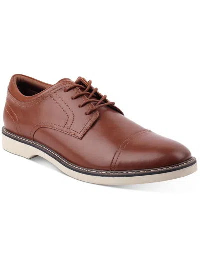 Alfani Mens Lace-up Faux Leather Oxfords In Brown