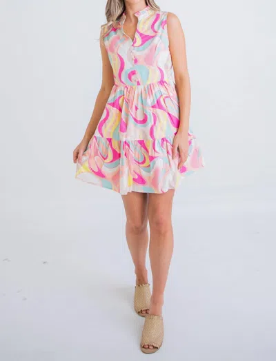 Karlie Jasmine Abstract Sleeveless Mini Dress In Pink