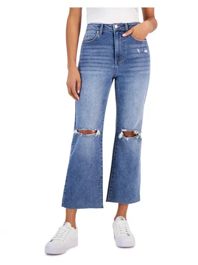 Tinseltown Juniors Womens High Rise Destroyed Flared Jeans In Multi