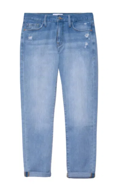 Frame Le Garcon Rolled Raw After Jeans In Blue