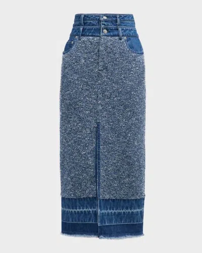 Jonathan Simkhai Women's Maddy Denim Double Waistband Knit Skirt In Tide Midnight In Multi