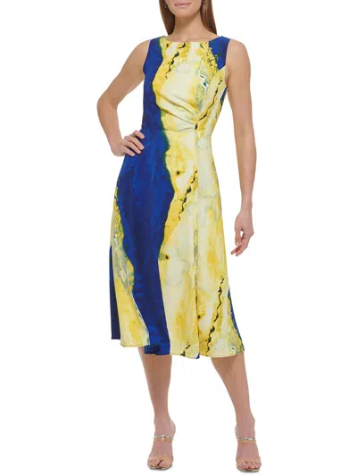 Dkny Womens Abstract Polyester Fit & Flare Dress In Multi